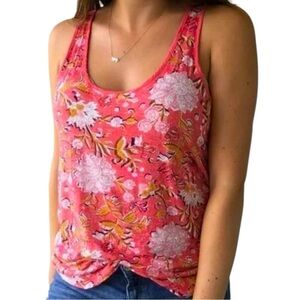 Anthropologie Lilka | Tank Coral Pink Floral Sz M GUC